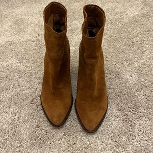 Dolce Vita brown suede heeled ankle cowboy boots 10